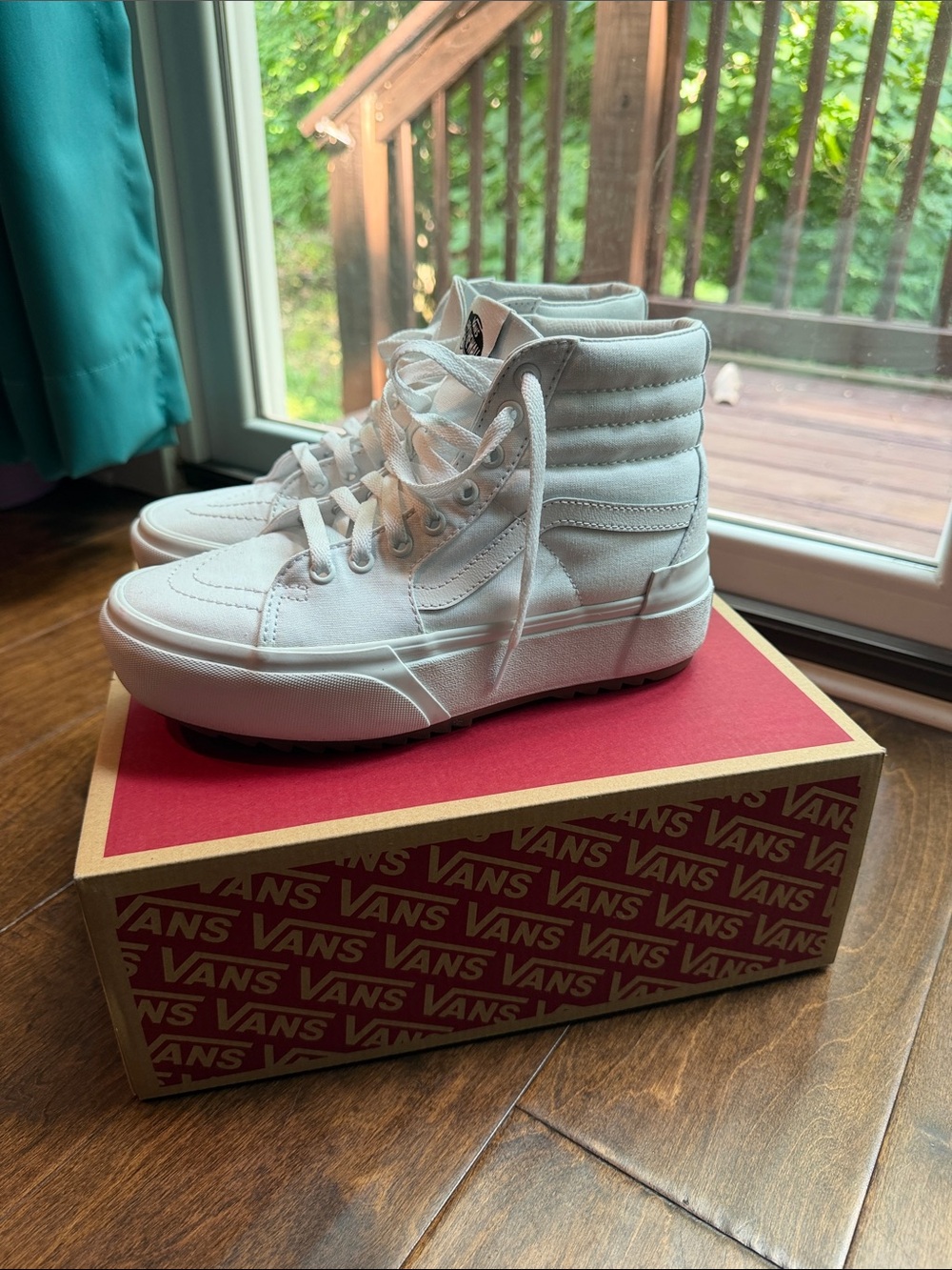 Vans White Sk8-Hi Stacked Canvas Sneakers